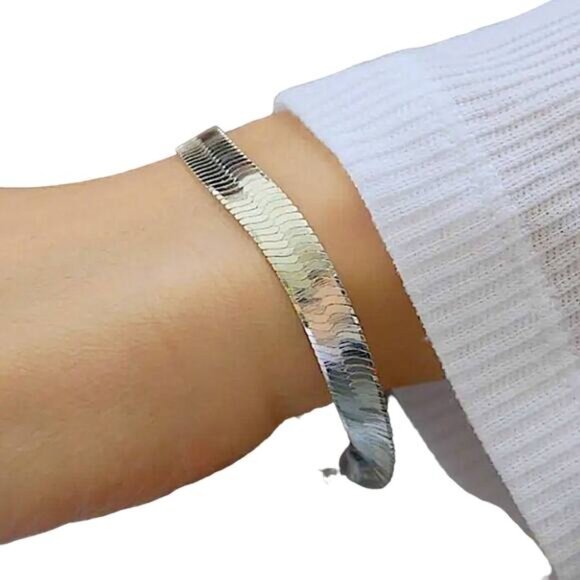 Sterling Silver Herringbone Bracelet - Picture 2 of 6